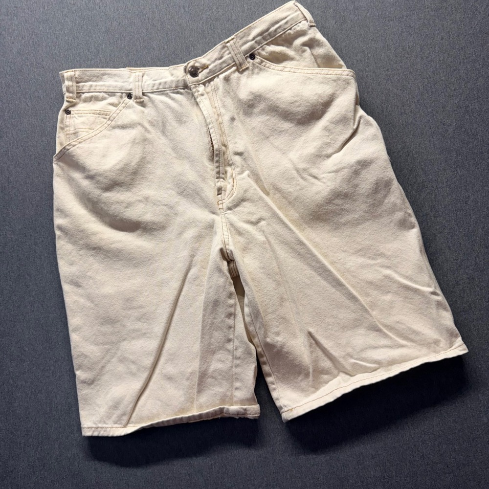 Vintage Arizona Jean Company Carpenter Shorts Mens 36 Off White Cream Denim 90s